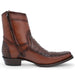 Men's Wild West Genuine Ostrich & Deer European Square Toe Short Boots - Brown - Wild West Boots