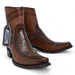 Men's Wild West Genuine Ostrich Leg & Deer European Square Toe Short Boots - Brown - Wild West Boots