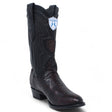 Men's Original Black Cherry Ostrich Leg Round Toe Boots - Wild West Boots - Side View
