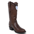Men's Original Brown Ostrich Leg Round Toe Boots - Wild West Boots - Side View