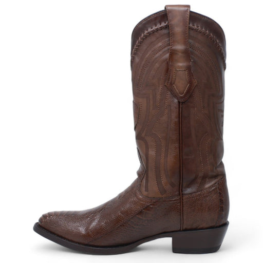 Men's Wild West Genuine Ostrich Leg Round Toe Short Boots - Brown - Wild West Boots