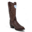 Men's Original Brown Ostrich Round Toe Boots - Wild West Boots - Side View
