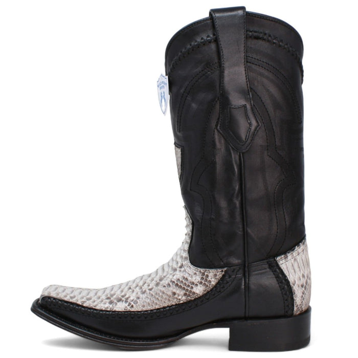 Men's Wild West Genuine Python & Deer European Square Toe Boot - Natural - Wild West Boots