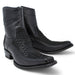 Men's Wild West Genuine Python & Deer European Square Toe Short Boots - Black - Wild West Boots