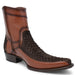 Men's Wild West Genuine Python & Deer European Square Toe Short Boots - Brown - Wild West Boots