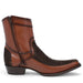 Men's Wild West Genuine Python & Deer European Square Toe Short Boots - Brown - Wild West Boots