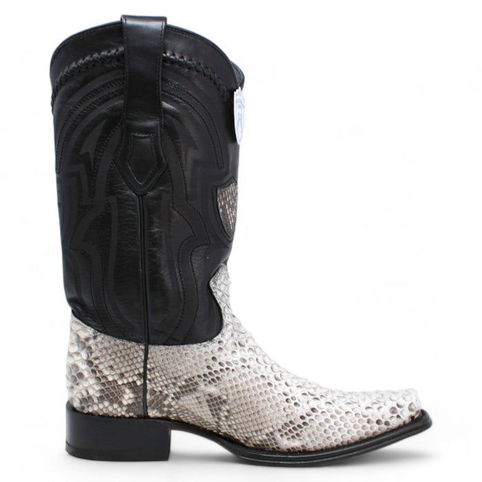 Men's Wild West Genuine Python European Square Toe Boot - Natural - Wild West Boots