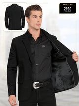 Saco vaquero para caballero Montero modelo 2190 color negro, diseño elegante con solapa clásica y botones frontales, ideal para eventos formales.