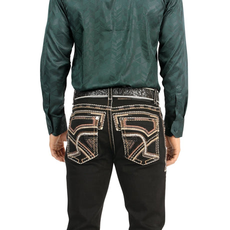 Montero Men's Black Modern Boot Denim Jeans - MON 4638 - Montero