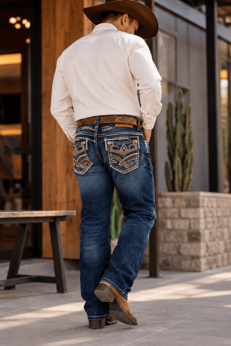 Montero Men's Blue Modern Boot Denim Jeans-MON 4679 - Montero