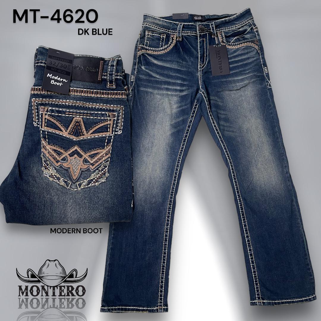 Montero Men's Dark Blue Modern Boot Denim Jeans — CaballoBronco.com
