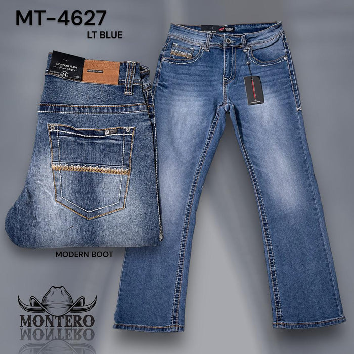 Montero Men's Light Blue Modern Boot Denim Jeans MON - 4627 - Montero