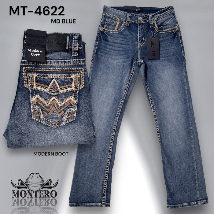 Montero Men's Medium Blue Modern Boot Denim Jeans MON - 4622 - Montero