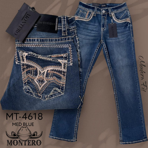 Montero Men's Medium Blue Modern Fit Denim Jeans MON - 4618 - Montero