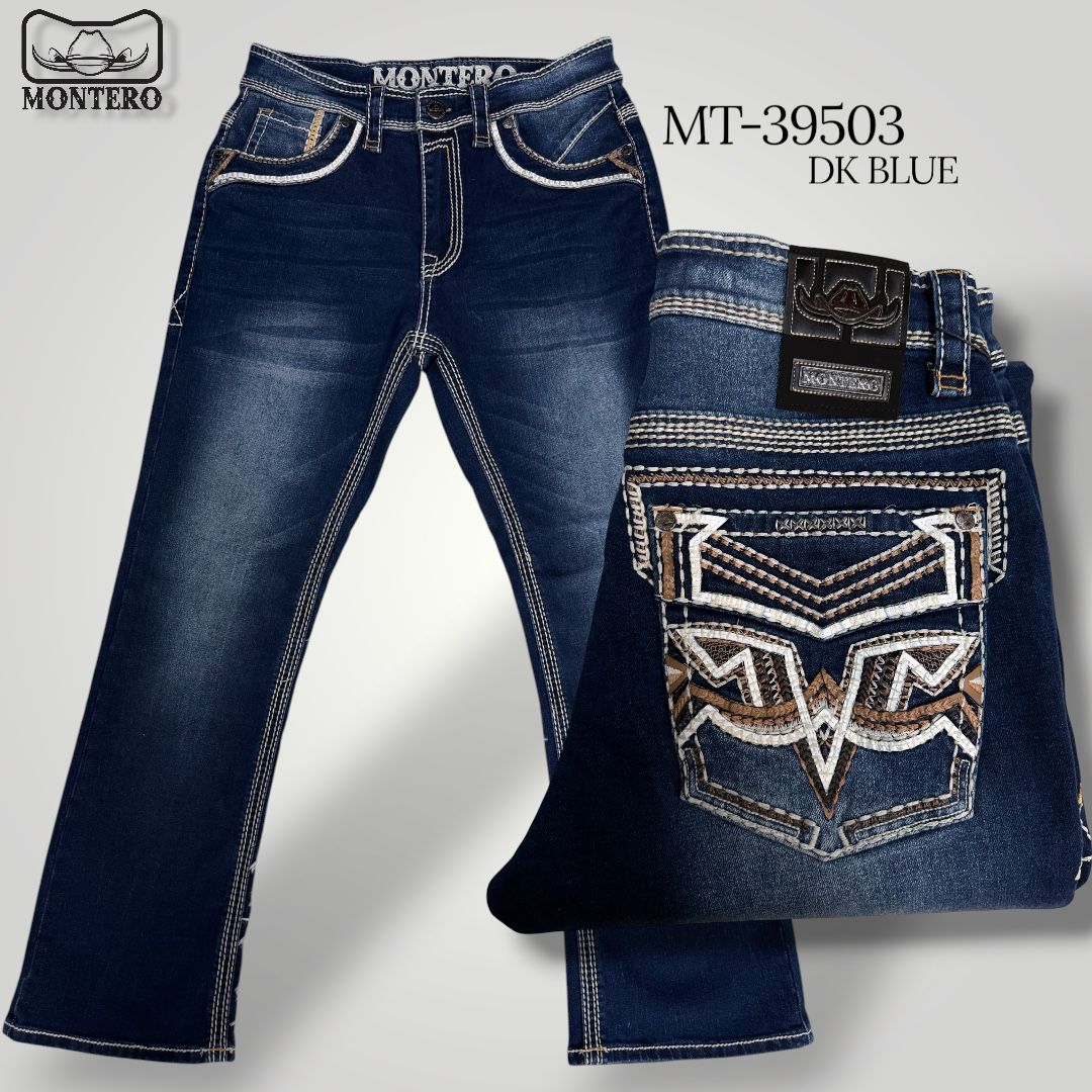 Montero Men's Blue Modern Boot Denim Jeans-MON 39503