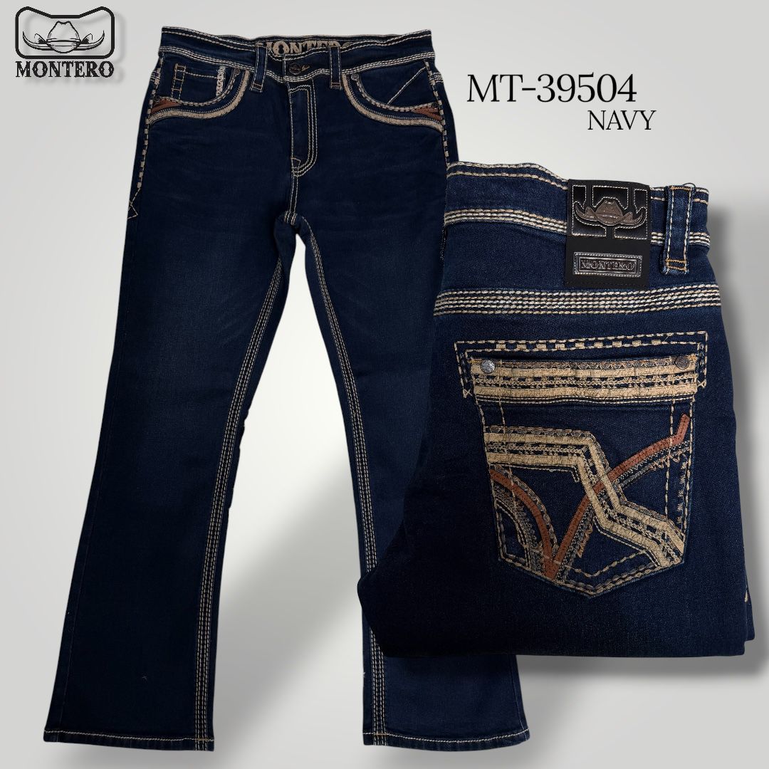 Montero Men's Blue Modern Boot Denim Jeans-MON 39504