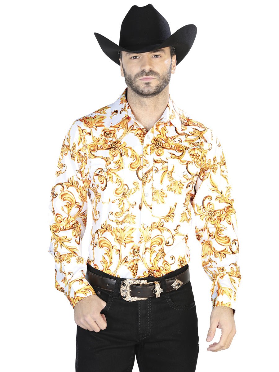 Off White Gold Casual Long Sleeve Shirt 44060 Off White Gold Casual Long Sleeve Shirt 44060