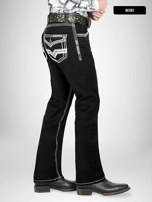 Cowboy Botas Lamasini Men's Modern Boot Denim Jeans Embroidered