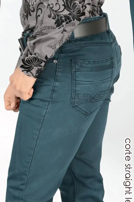 Pantalón Vaquero de Mezclilla Teal LAM - 2847TEAL - Lamasini