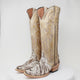 Women's Triad Picasso Hair-On Cowhide Leather Snip Toe Tall Boots in Sand - Tanner Mark Boots