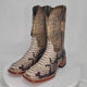 Men's Python Print Square Toe Boots in Natural Brown - Tanner Mark Boots