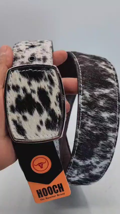 Leather Cowboy Belt with Hair for Men 2" Rodeo Style – Hooch Boots HC-111