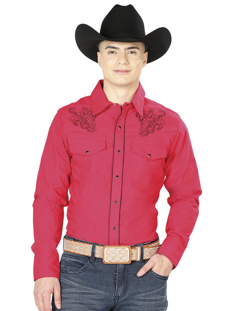 Red Western Long Sleeve Shirt 42956 - Diana Zapateria Inc