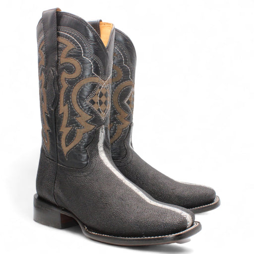 Rowstone Stingray Print Square Toe Boots - Black - Hooch Boots