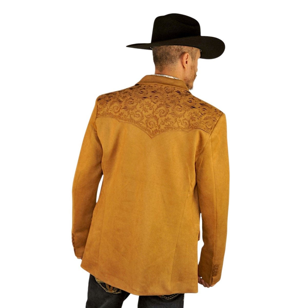 Saco Camel Vaquero de Gamuza con Bordado Western, Lam - 516 - Lamasini