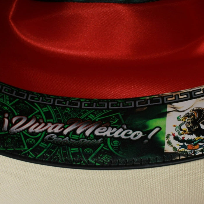 Sombrero 1,000X Estilo Sinaloa con Plumas Ala 3" Viva Mexico Cabrones! - Tombstone