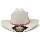 Sombrero 1000X Virgen Estilo Sinaloa con Plumas Toquilla Rosa - White Diamonds Boots