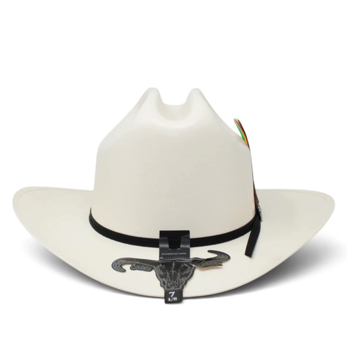 Sombrero Cuernos Chuecos 100X Estilo Sinaloa con Plumas - Cuernos Chuecos