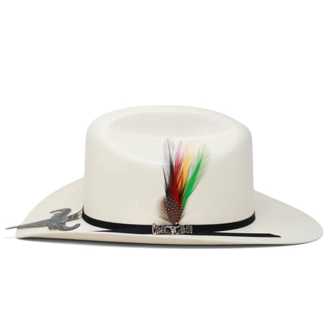 Sombrero Cuernos Chuecos 100X Estilo Sinaloa con Plumas - Cuernos Chuecos