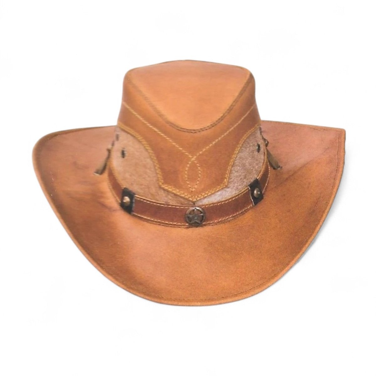 Sombrero de Piel Original Color Cafe Claro con Pelo de Vaca TOM - 7201 - Tombstone