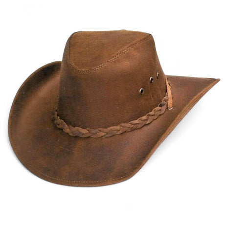 Sombrero de Piel Original Color Cafe con Toquilla Trenzada TOM - 7209 - Tombstone