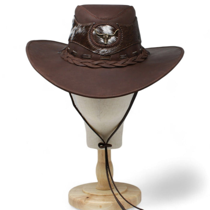 Sombrero de Piel Original Color Cafe y Pelo de Vaca Stone Hats TOM - 7104 - Tombstone