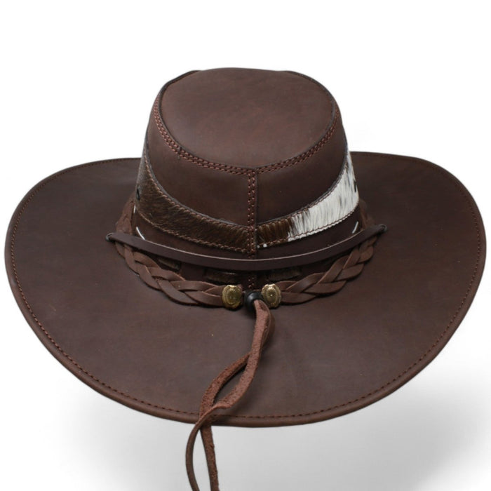 Sombrero de Piel Original Color Cafe y Pelo de Vaca Stone Hats TOM - 7104 - Tombstone