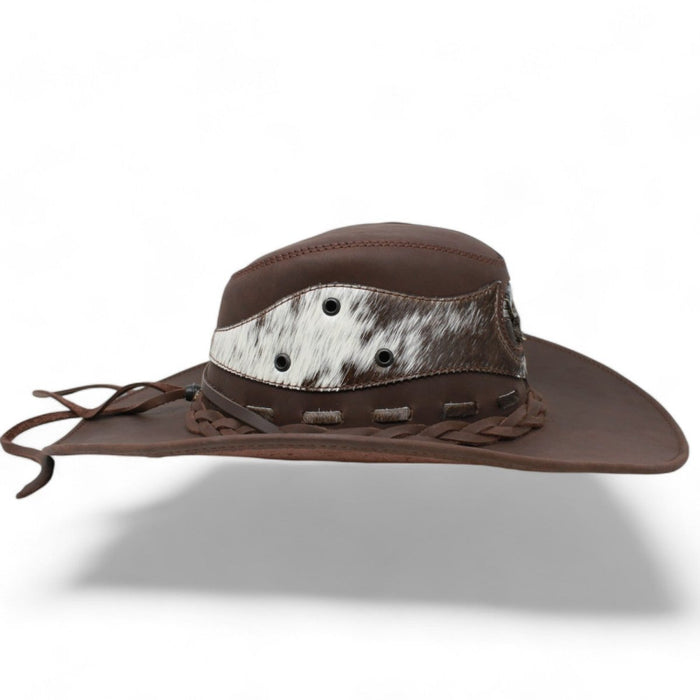 Sombrero de Piel Original Color Cafe y Pelo de Vaca Stone Hats TOM - 7104 - Tombstone