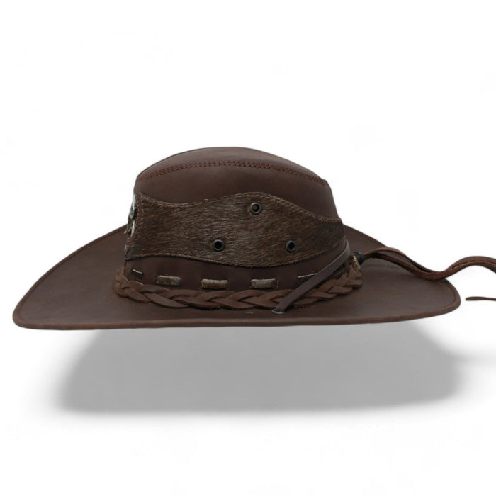 Sombrero de Piel Original Color Cafe y Pelo de Vaca Stone Hats TOM - 7104 - Tombstone