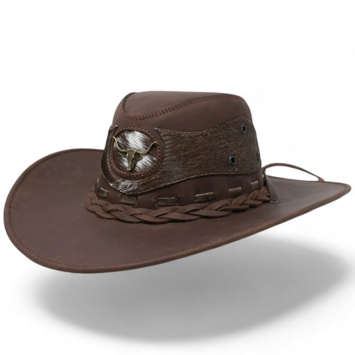 Sombrero de Piel Original Color Cafe y Pelo de Vaca Stone Hats TOM - 7104 - Tombstone