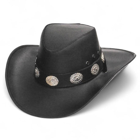 Sombrero de Piel Original Color Negro con Conchos TOM - 7208 - Tombstone