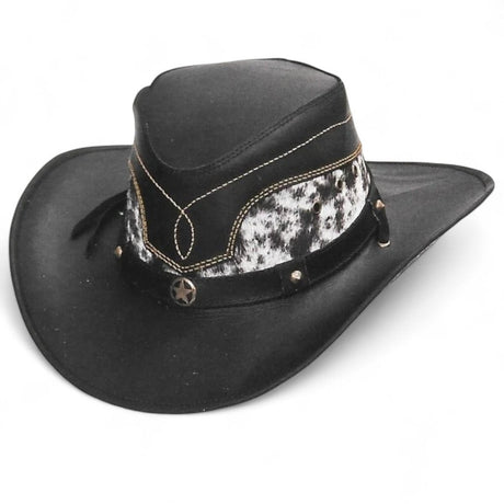 Sombrero de Piel Original Color Negro con Pelo de Vaca TOM - 7204 - Tombstone