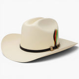 Sombrero Fino 1,000X Estilo Chaparral con Plumas Ala 3.5" Tafilete Original - Tombstone