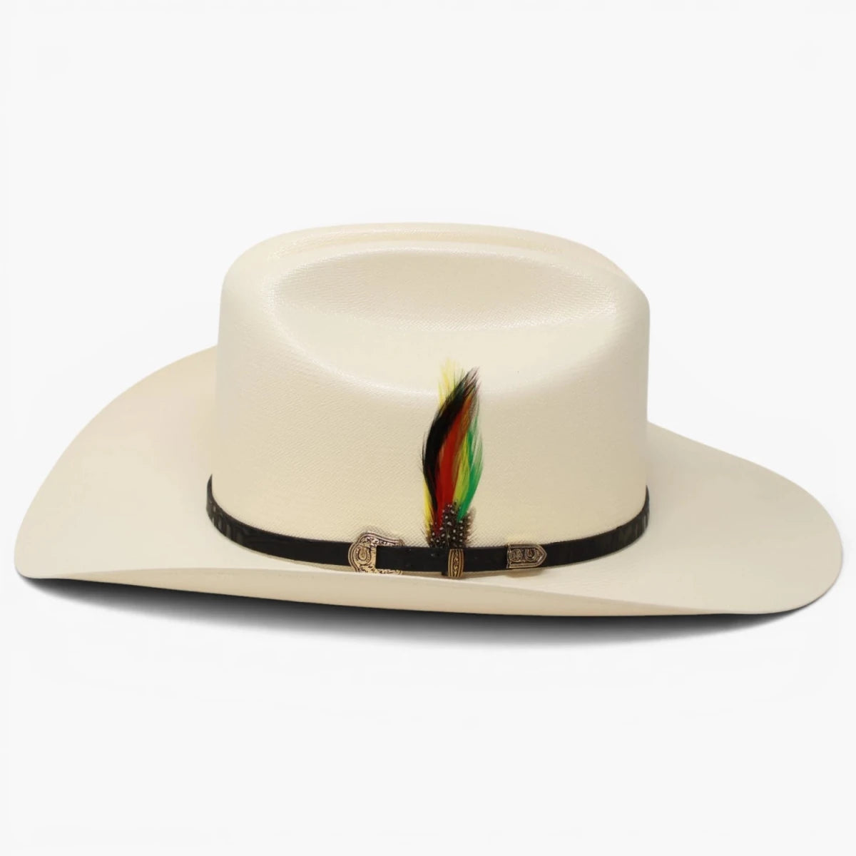 Sombrero Fino 1,000X Estilo Chaparral con Plumas Ala 3.5" Tafilete Original - Tombstone