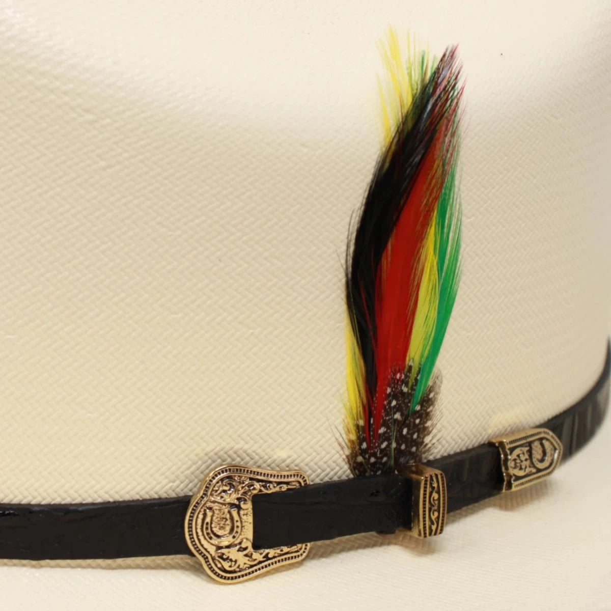 Sombrero Fino 1,000X Estilo Chaparral con Plumas Ala 3.5" Tafilete Original - Tombstone