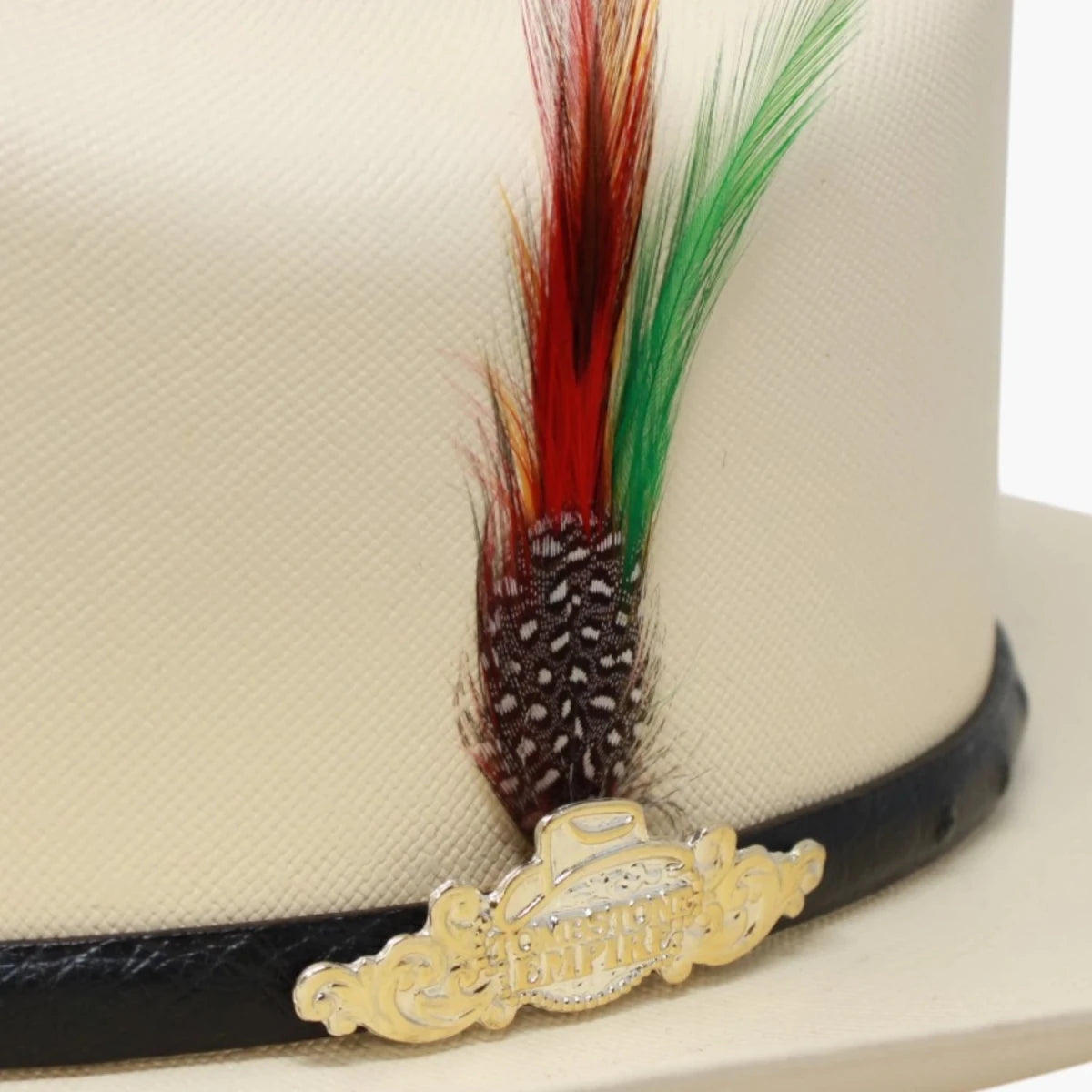 Sombrero Tombstone 10,000X Estilo Sinaloa con Plumas Ala 3 1/2" - Tombstone