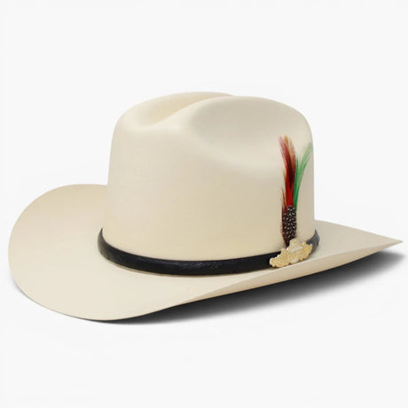 Sombrero Tombstone 10,000X Estilo Sinaloa con Plumas Ala 3 1/2" - Tombstone