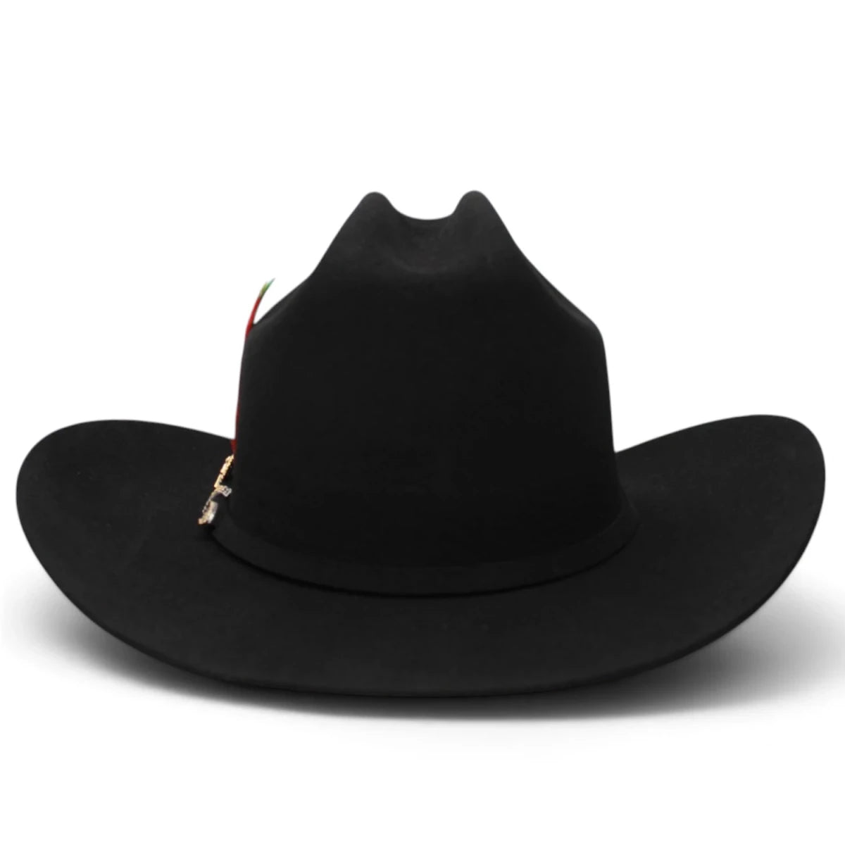 Sombrero Vaquero Stone Hats 100X de Lana Fina Negro San Judas– Horma El Fantasma con Plumas - Tombstone