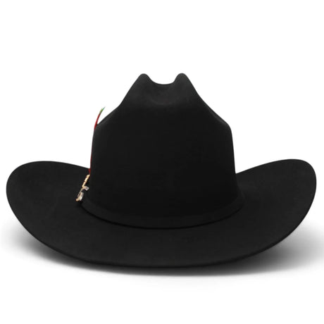 Sombrero Vaquero Stone Hats 100X de Lana Fina Negro San Judas– Horma El Fantasma con Plumas - Tombstone