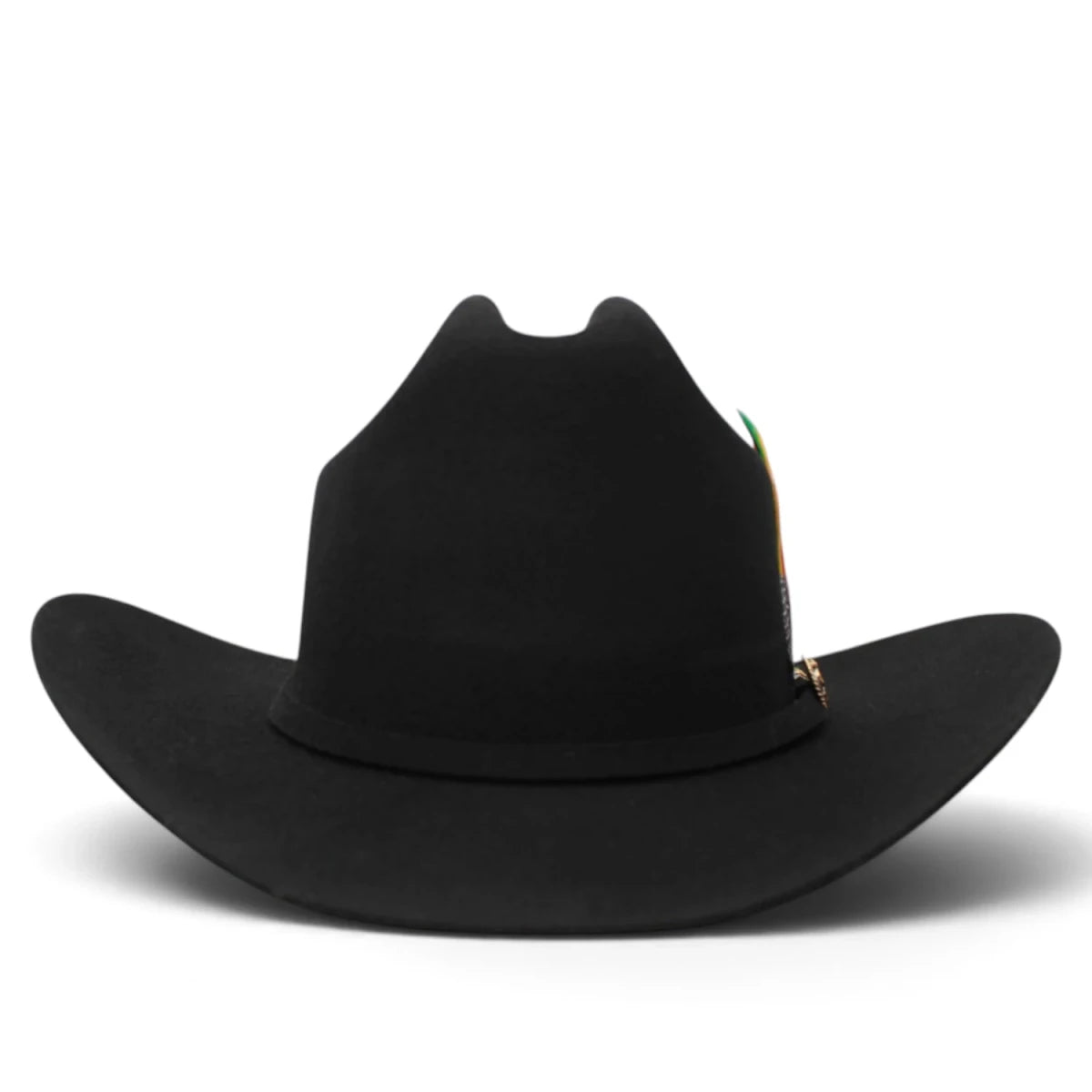 Sombrero Vaquero Stone Hats 100X de Lana Fina Negro San Judas– Horma El Fantasma con Plumas - Tombstone
